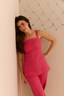 Blusa Alças Algodão Rosa