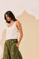 Calça Maxi Verde Bordado