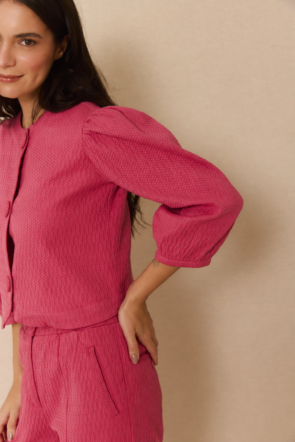 Blusa Barra Arredondada Algodão Rosa