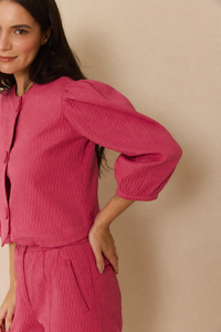 Blusa Barra Arredondada Algodão Rosa