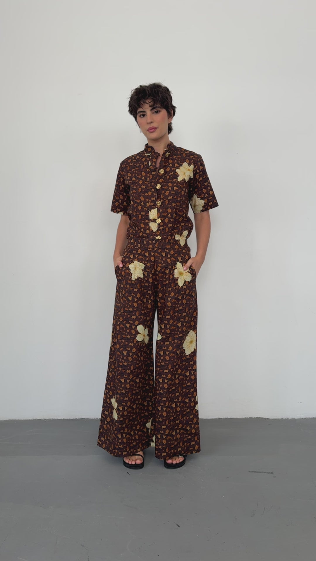 Calça Pantalona Onça Floral