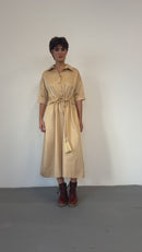 Vestido Acinturado Bege