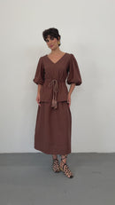 Vestido Saia Dupla Marrom