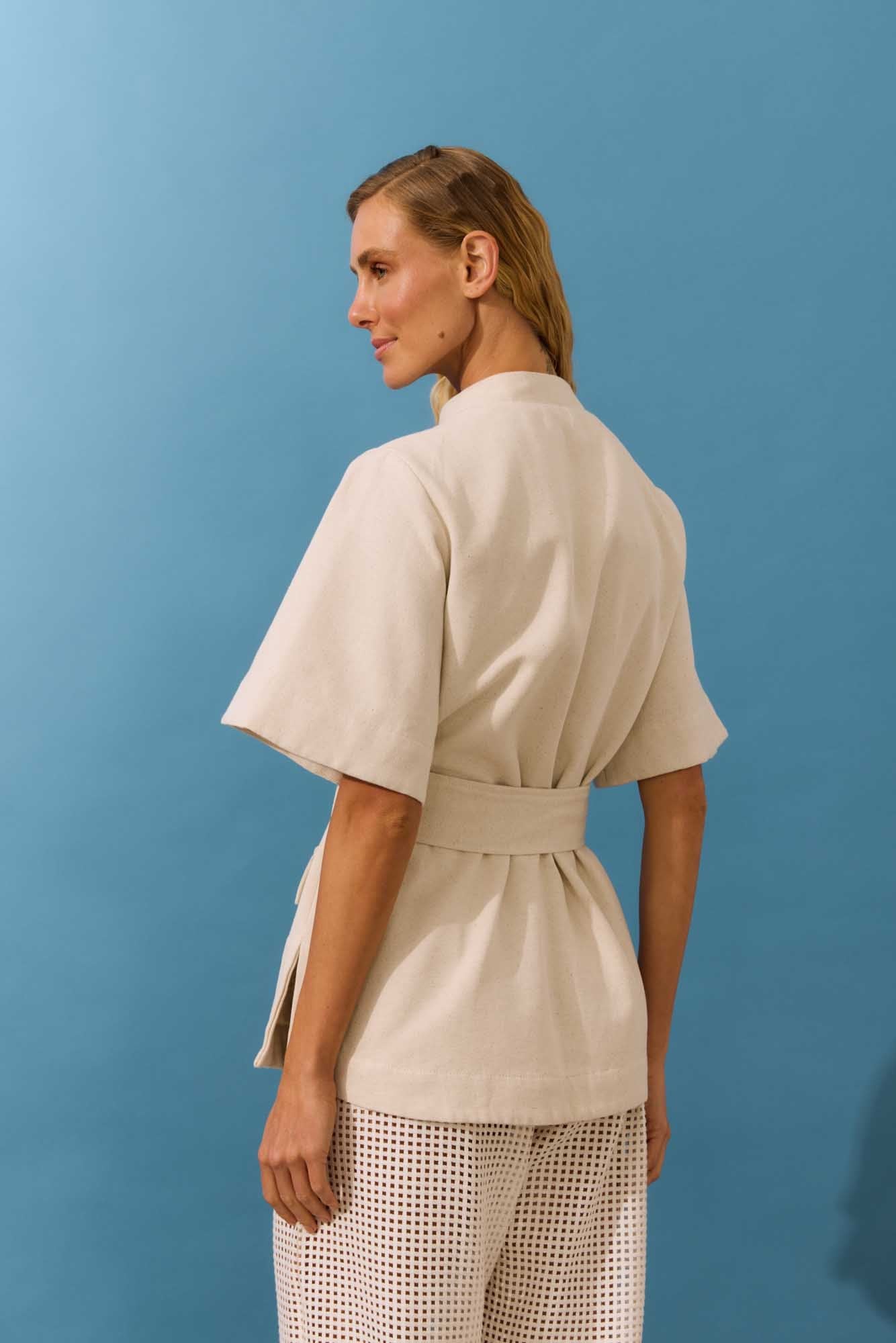 Blusa Manga Sino + Calça Areia