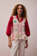 Blusa Botão Frente Sapori + Calça Alfaiataria Branca + Blusa Pregas Punho Vermelho