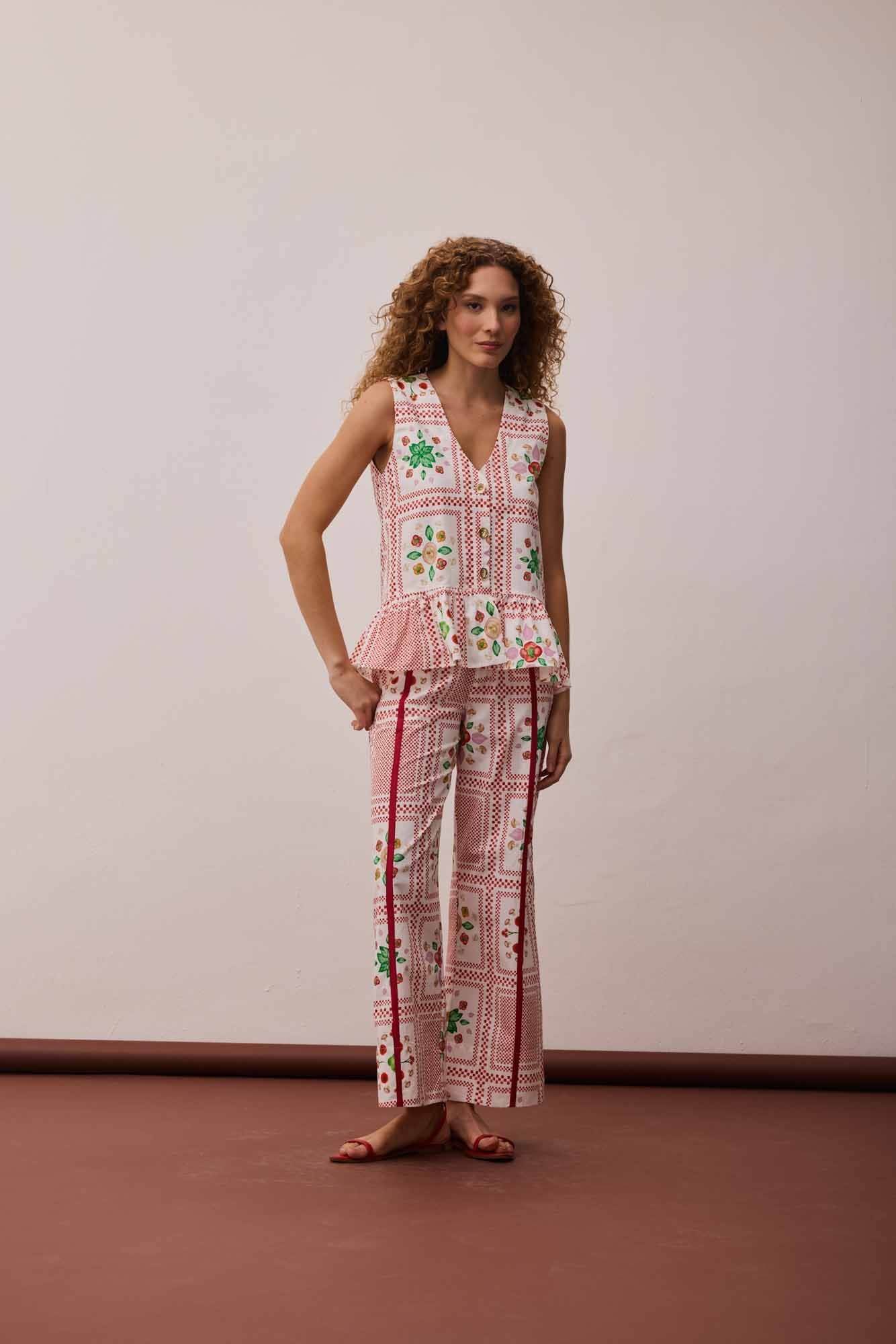 Blusa Botão Frente Sapori + Calça Reta Sapori